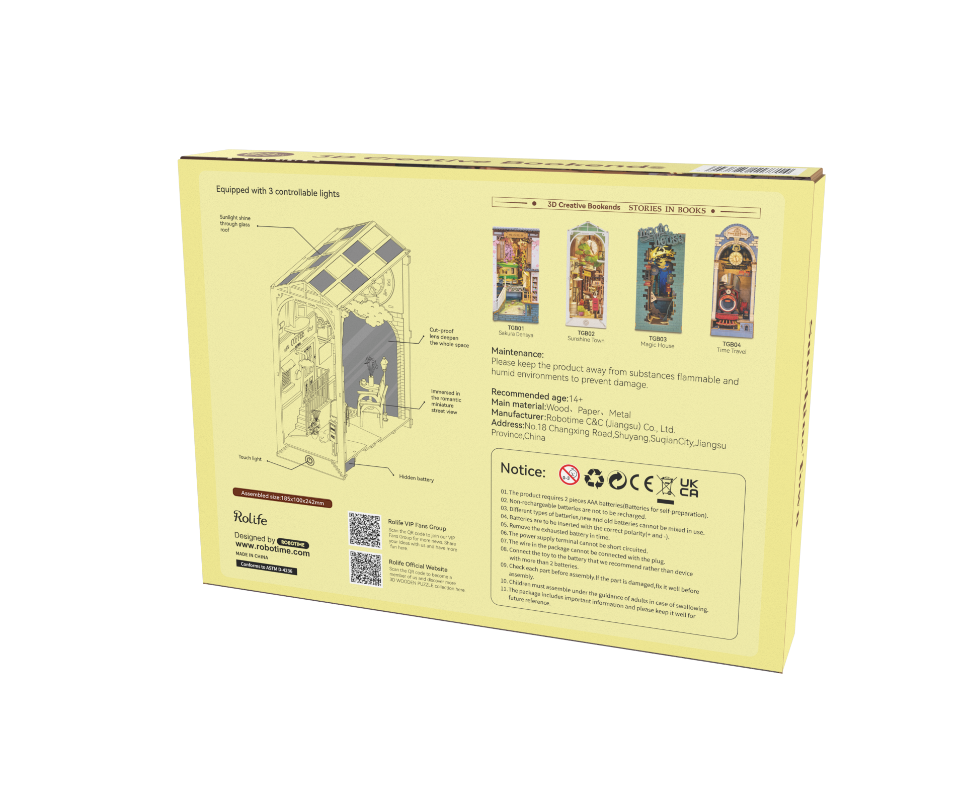 Casa DIY Robotime Sunshine Town Book Nook TGB02 Rompecabezas