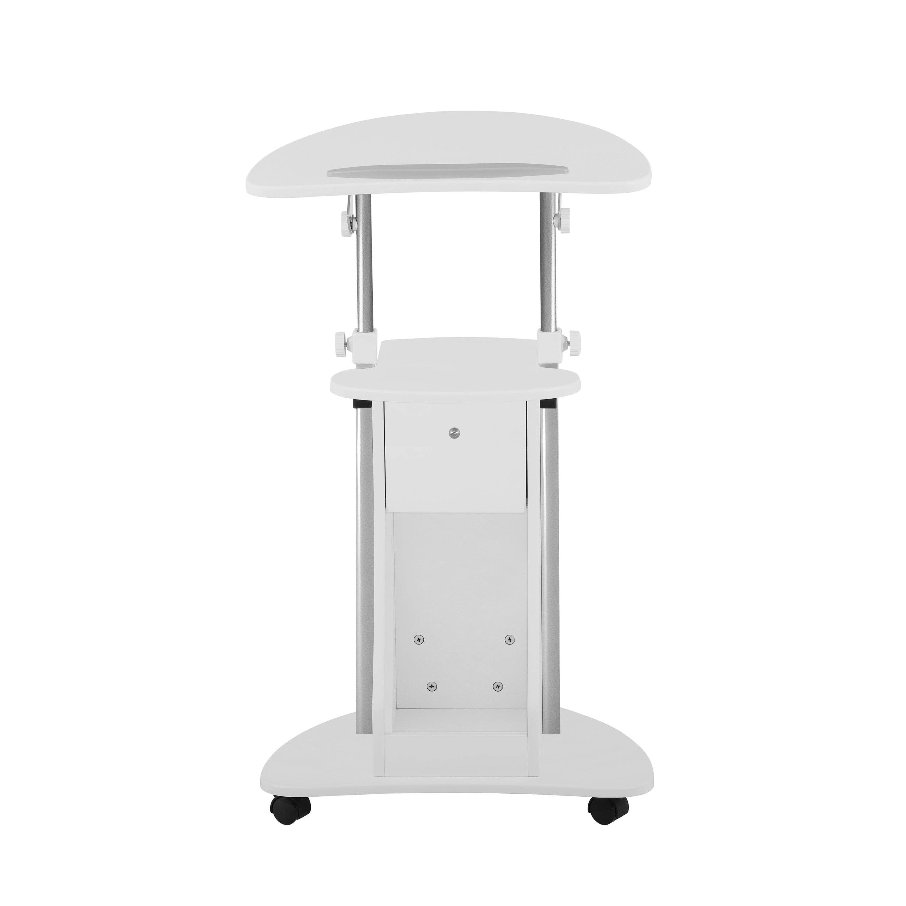Sit-to-Stand Rolling Adjustable Laptop Cart With Storage