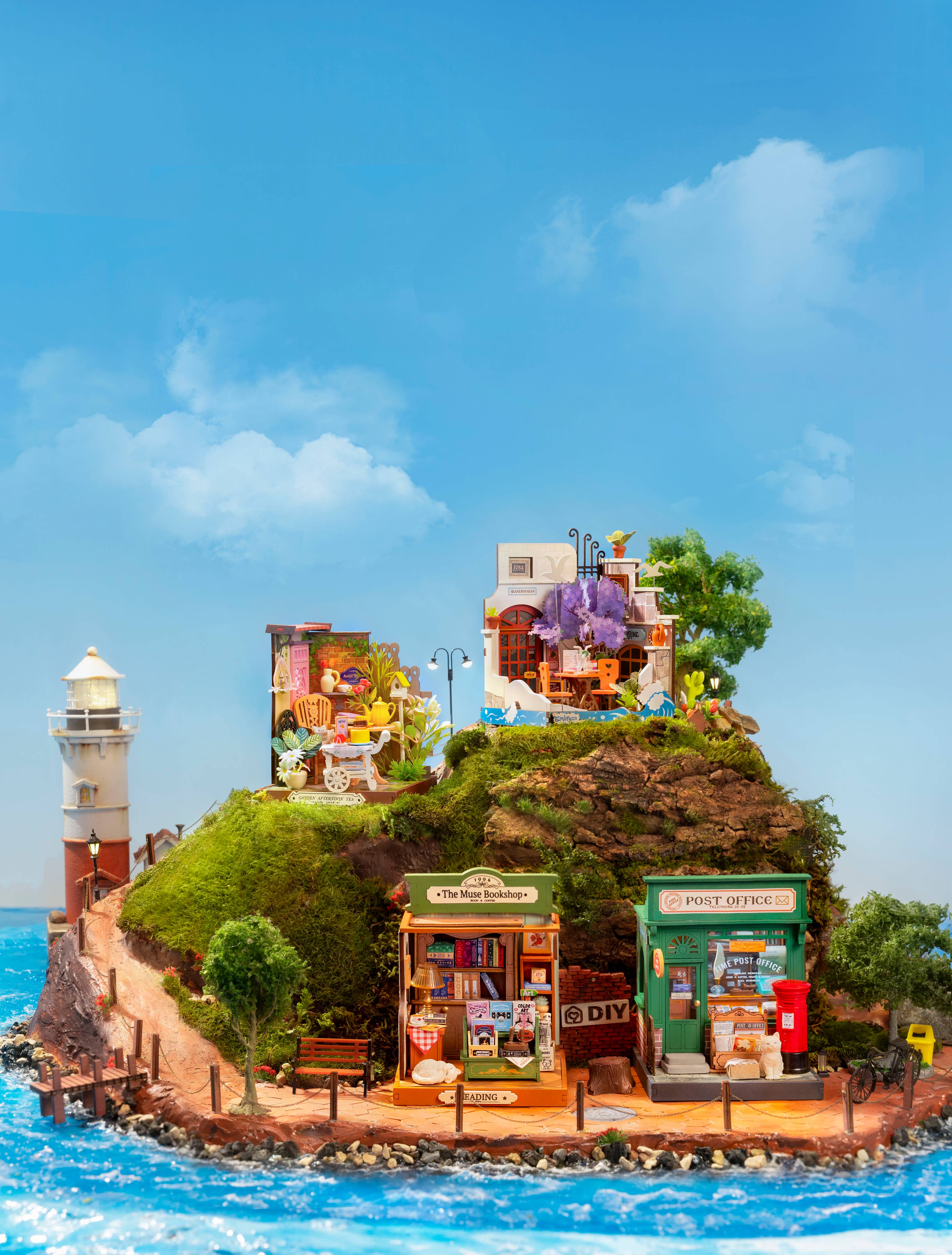 DS038 Patio de Té Elegante Rolife DIY MINI Casa Manualidades en Miniatura