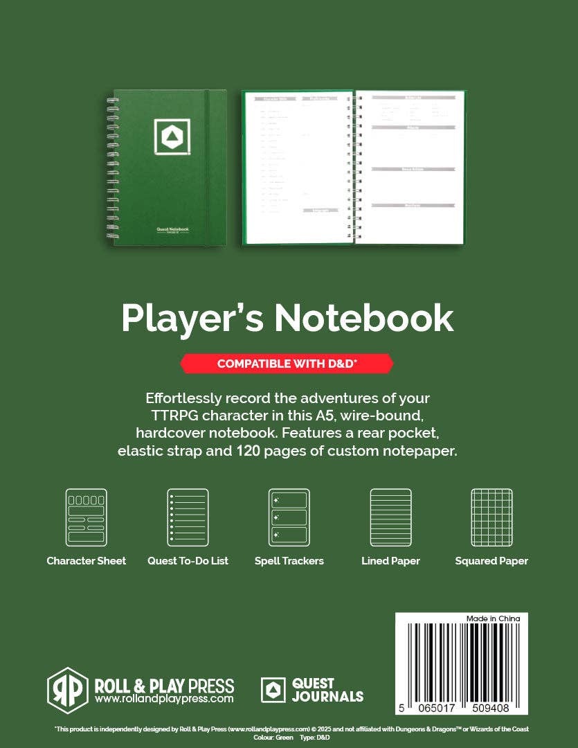 D&D Character Quest Notebook - Wild Green