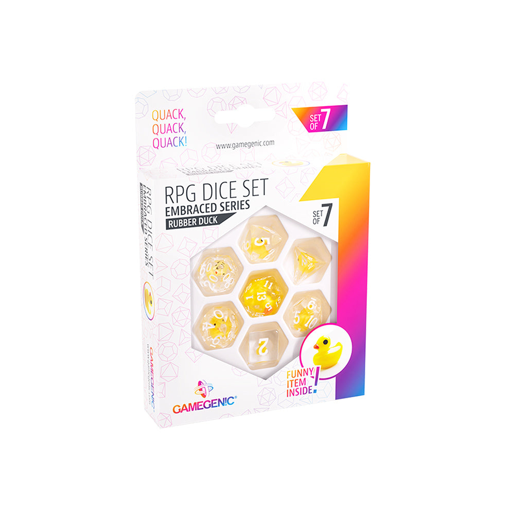 Dados: Juego de 7: Serie Abrazada: Pato de Goma
