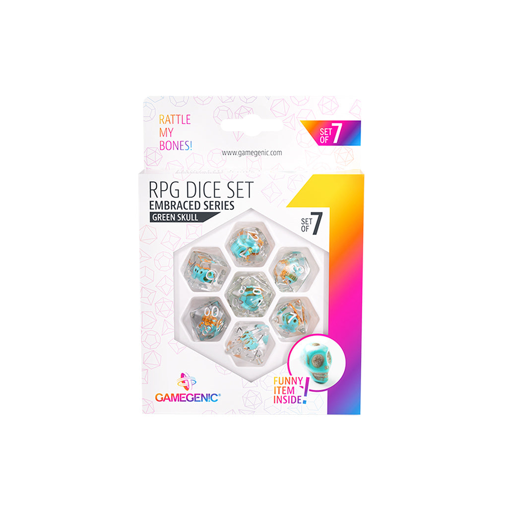 Dice: 7-Set: Embraced Series: Green Skull