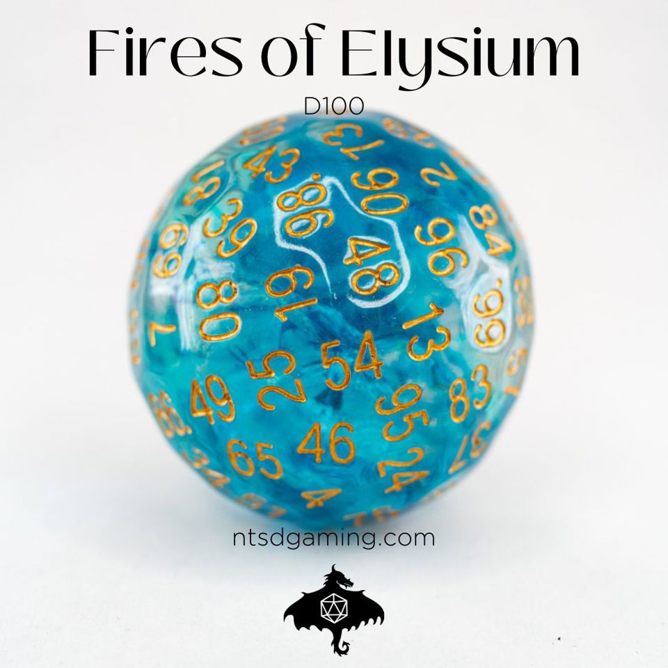 Fires of Elysium | Acrylic | Individual d100 Percentile Dice - Emberglow Gaming