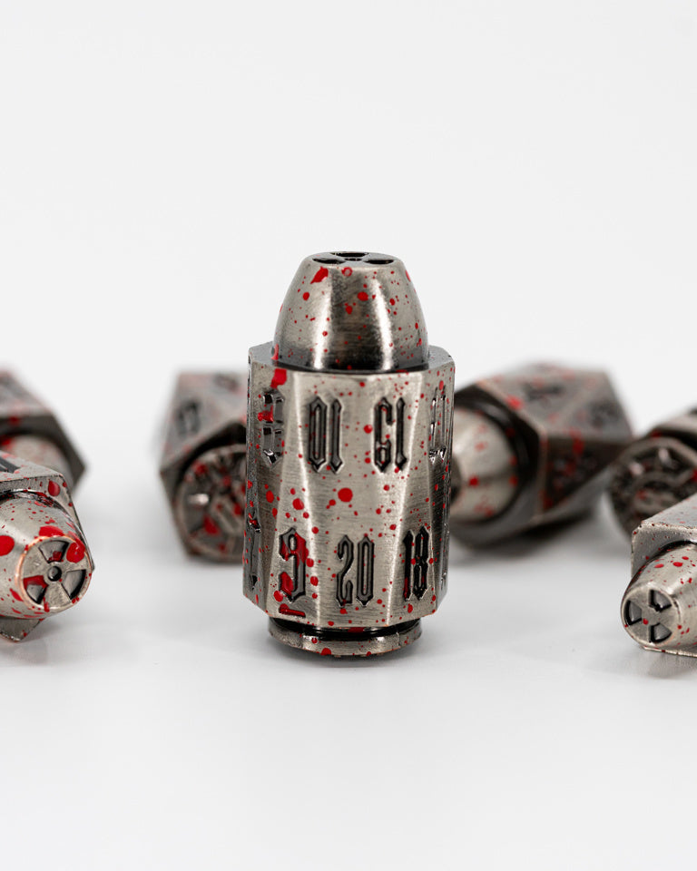 Charlie | Iron Bullets | 7 Piece Metal Dice Set - Emberglow Gaming