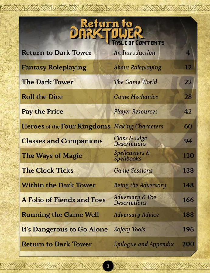 Return to Dark Tower Fantasy Roleplaying Game