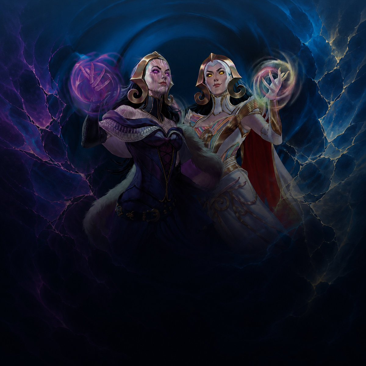 Reality Fracture paired-character artwork for the preorder FAQ navigation tile