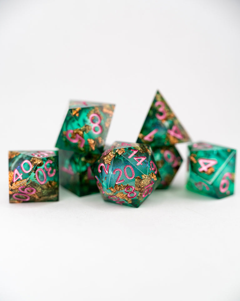 Almiraj | 7 Piece Liquid Core Dice Set - Emberglow Gaming
