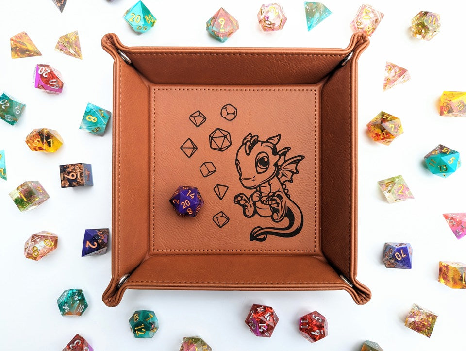 Adoragon | Vegan Leather Dice Rolling Tray - Emberglow Gaming