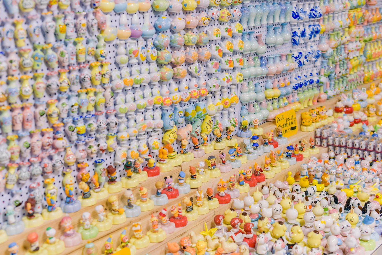 Colorful collectible figures displayed together