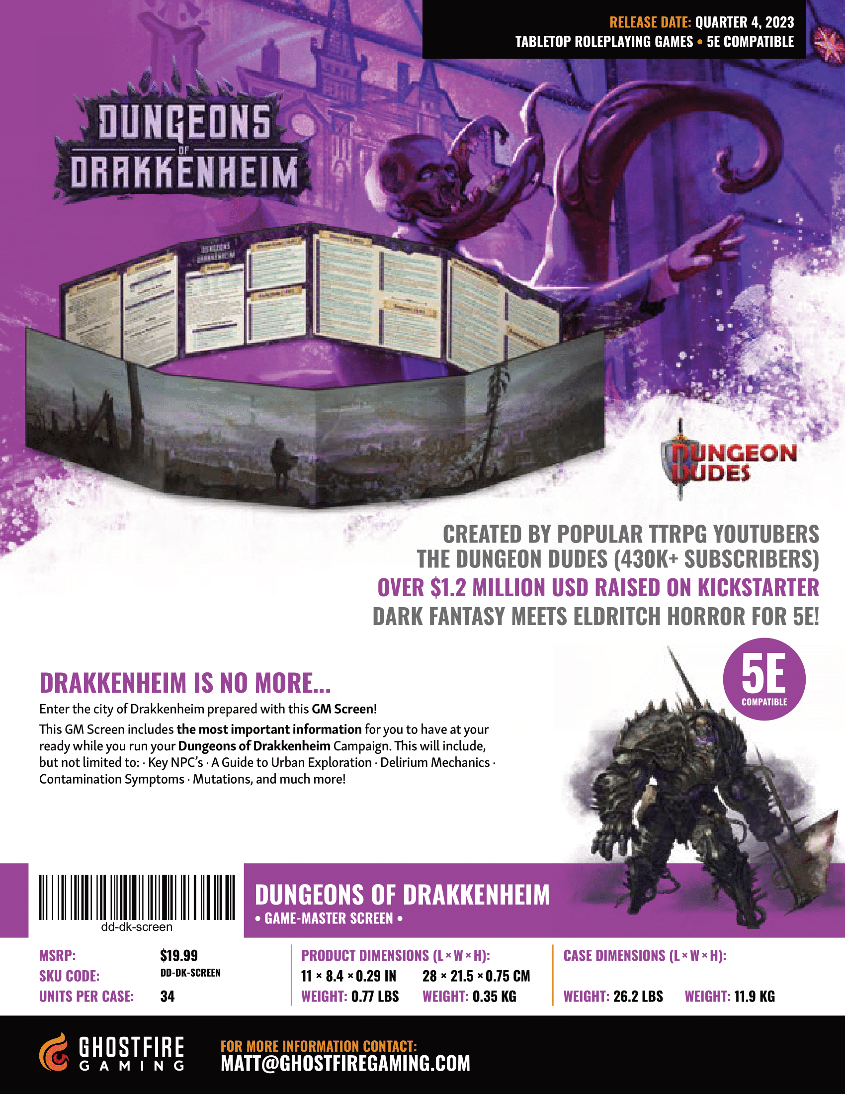 Dungeons of Drakkenheim GM Screen