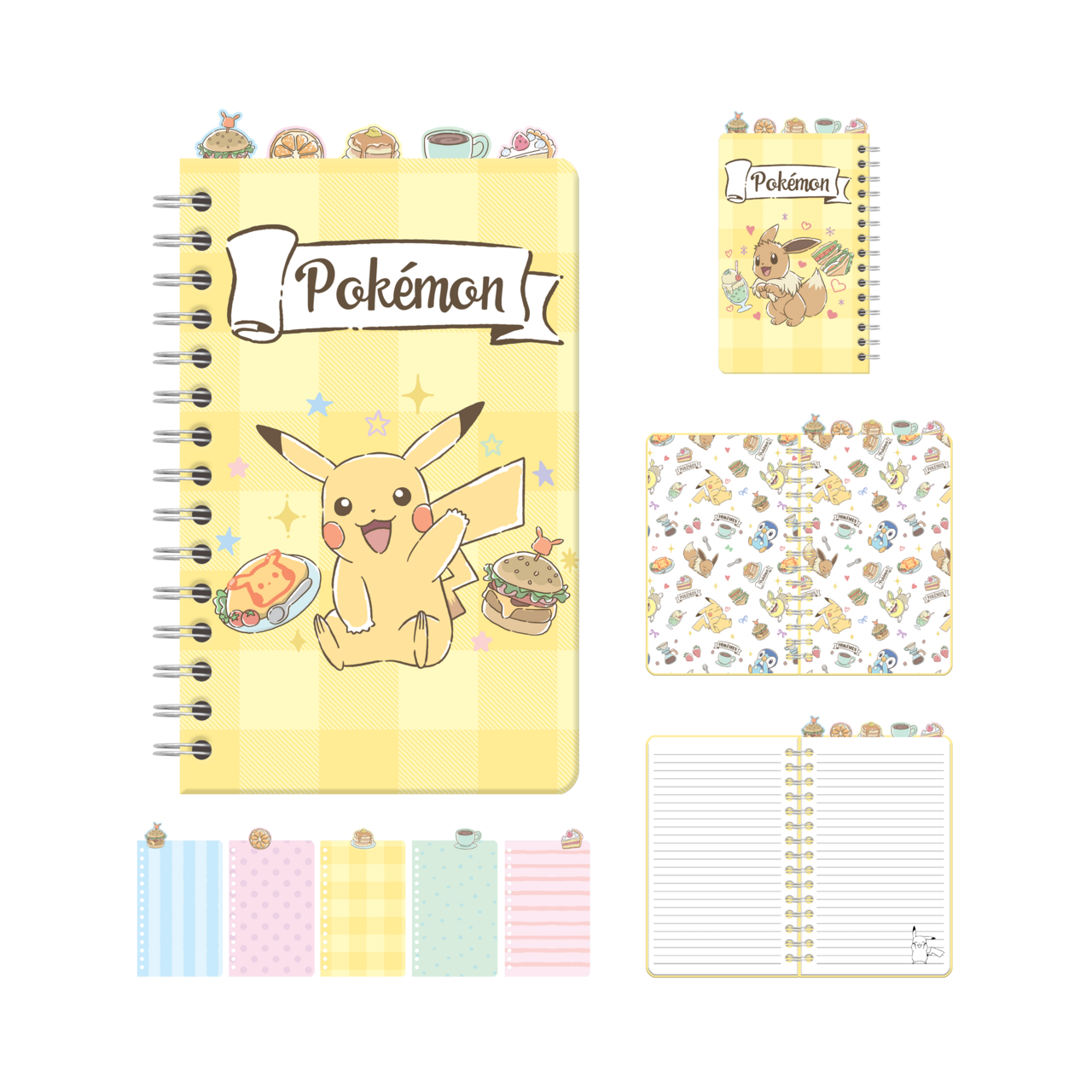 Pokémon Café Food Characters 8" x 5" Spiral Tabbed Notebook