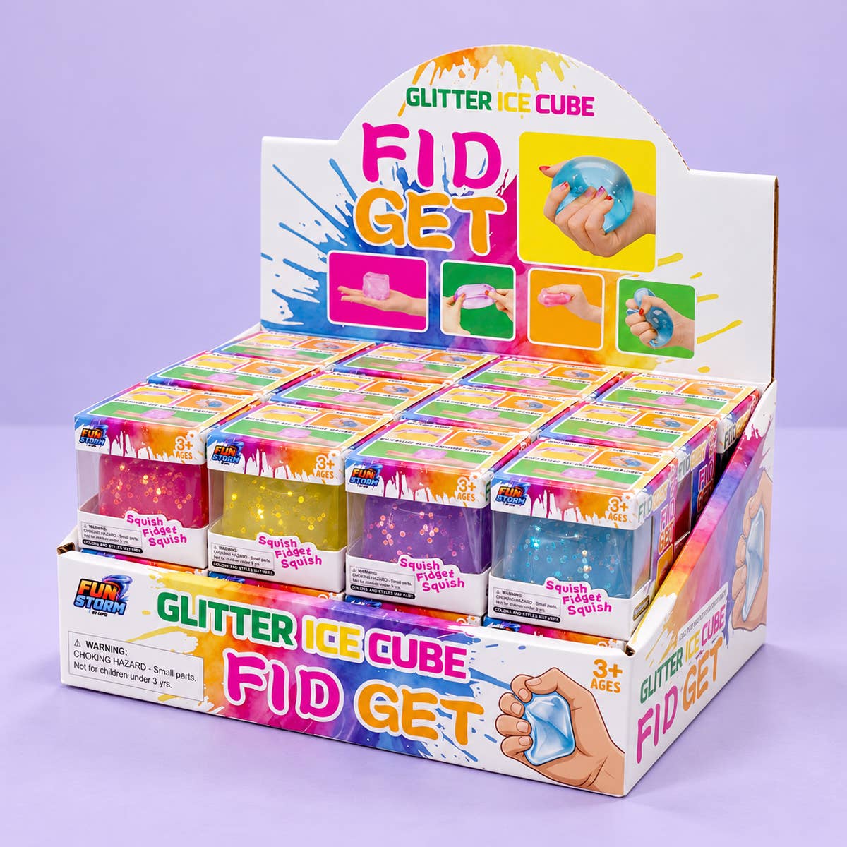 UPD GCSS Glitter Ice Cube 1.75" Squish Fidget Toy - 24 pcs