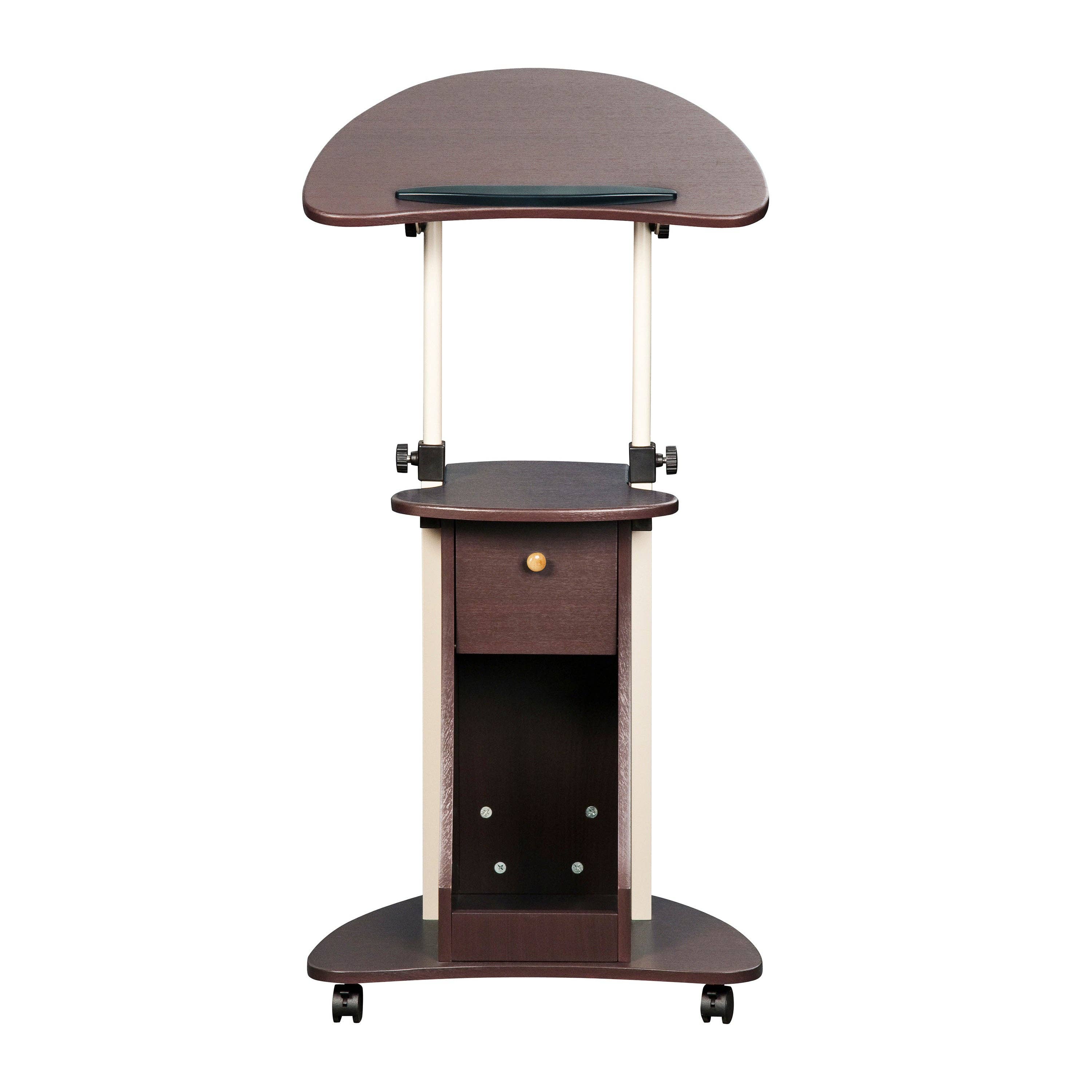 Sit-to-Stand Rolling Adjustable Laptop Cart With Storage