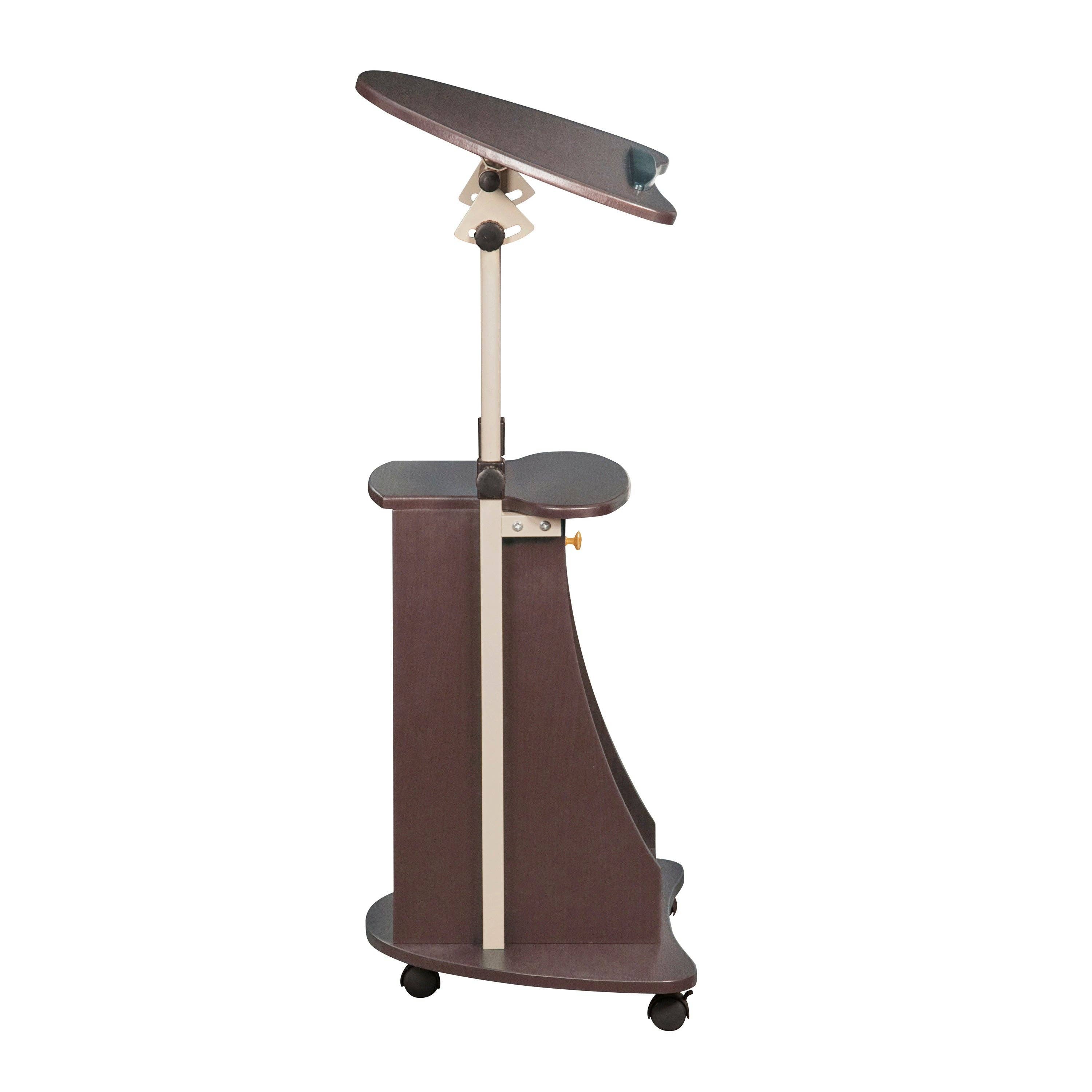 Sit-to-Stand Rolling Adjustable Laptop Cart With Storage
