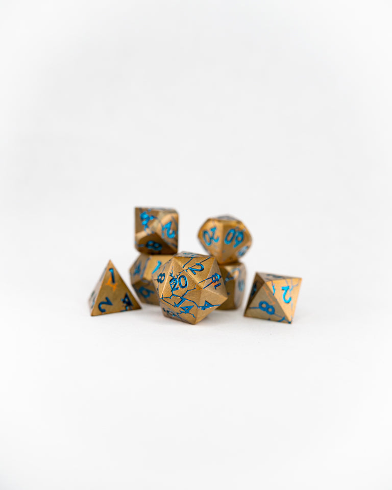 Broken Brass | 7 Piece Metal Dice Set - Emberglow Gaming