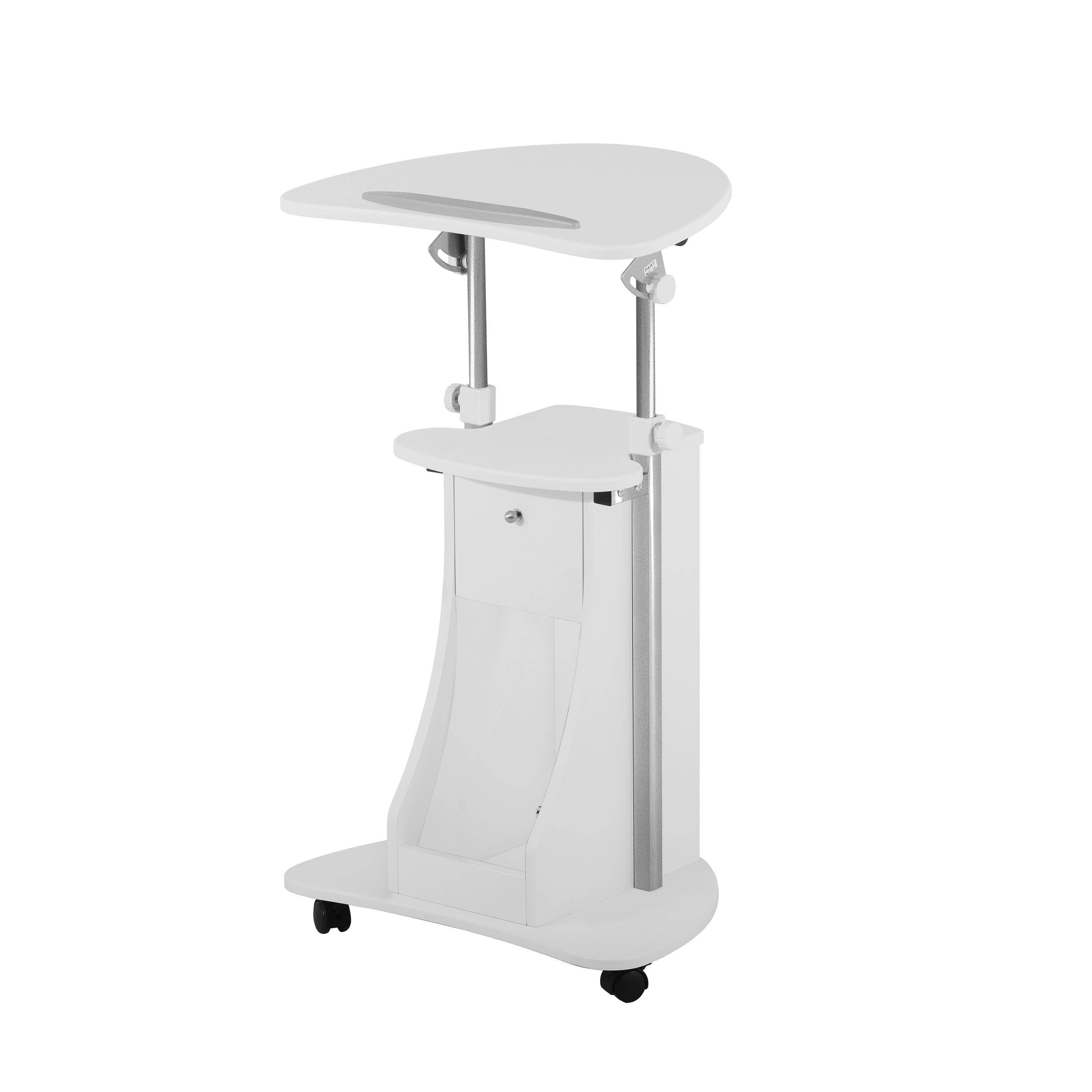 Sit-to-Stand Rolling Adjustable Laptop Cart With Storage
