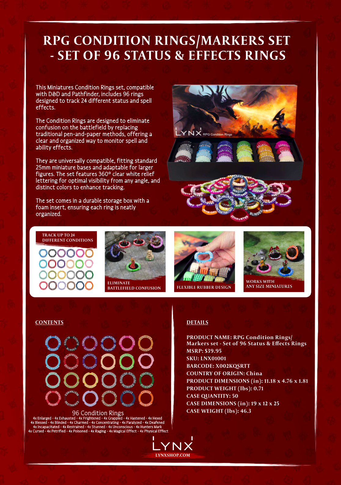RPG Condition Rings/Markers set - Set of 96 Status & Effects Rings