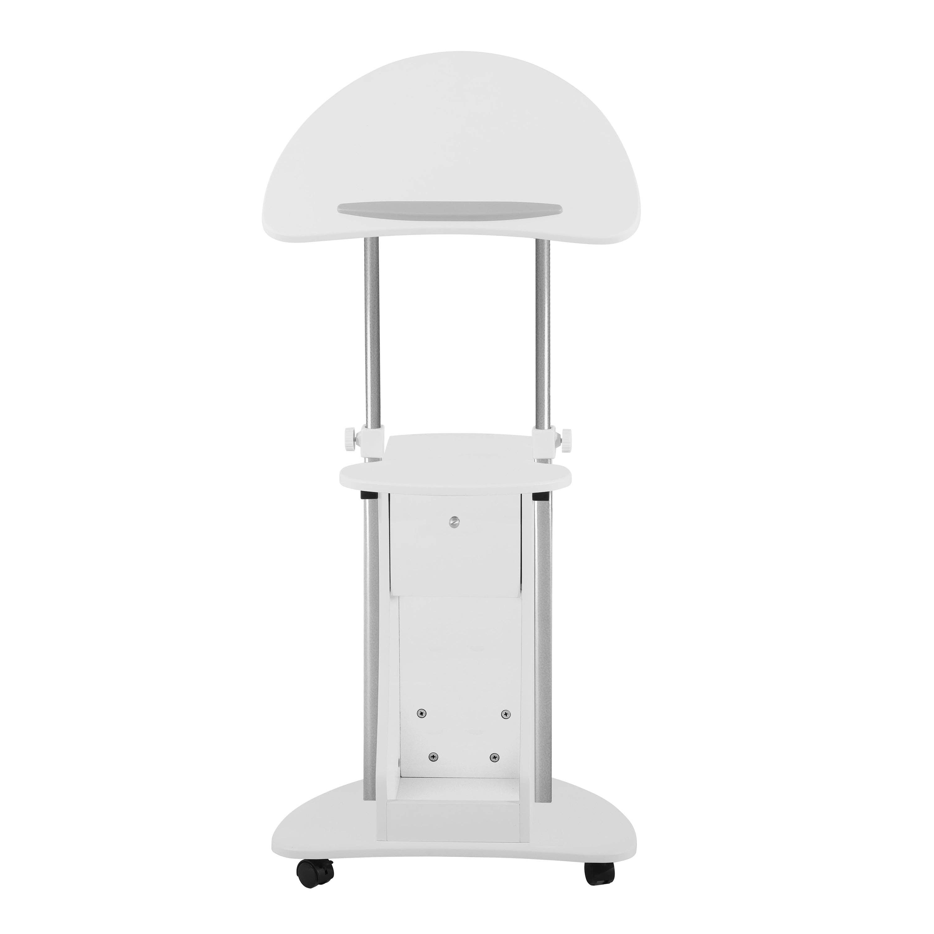 Sit-to-Stand Rolling Adjustable Laptop Cart With Storage