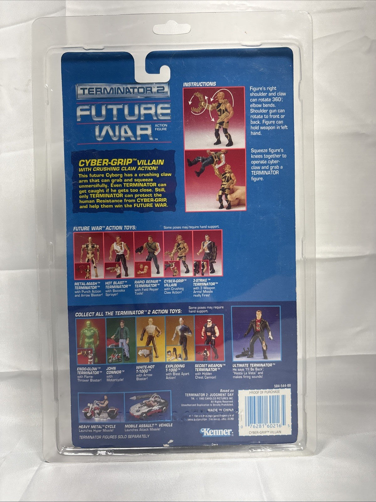 Terminator 2 Future War Cyber-Grip Villain  Act. Fig (1992) VF on Card JJ0210JW2