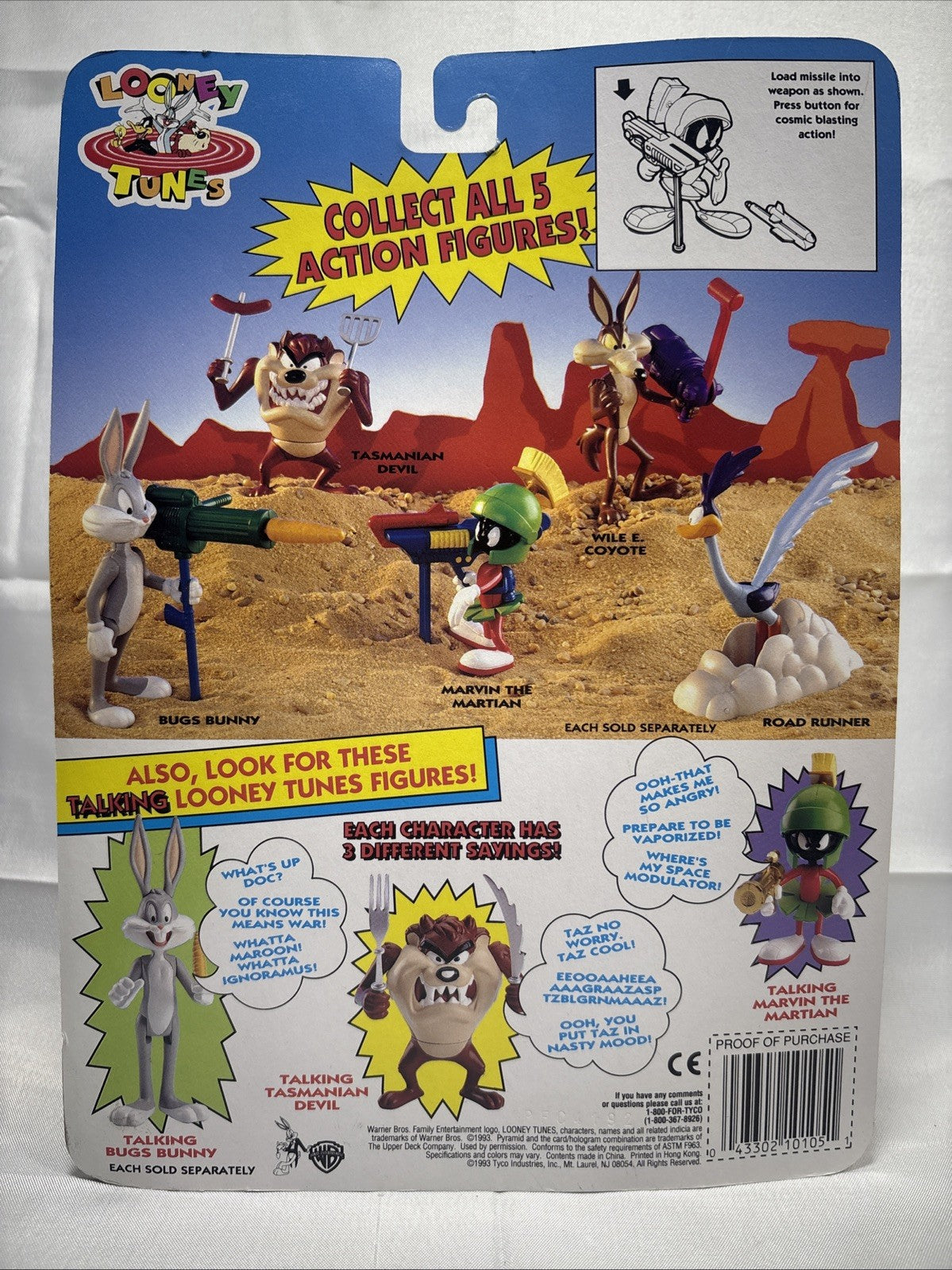 1993 Looney Tunes 3.25" Marvin The Martian Action Figure with Card JJ0210JW1