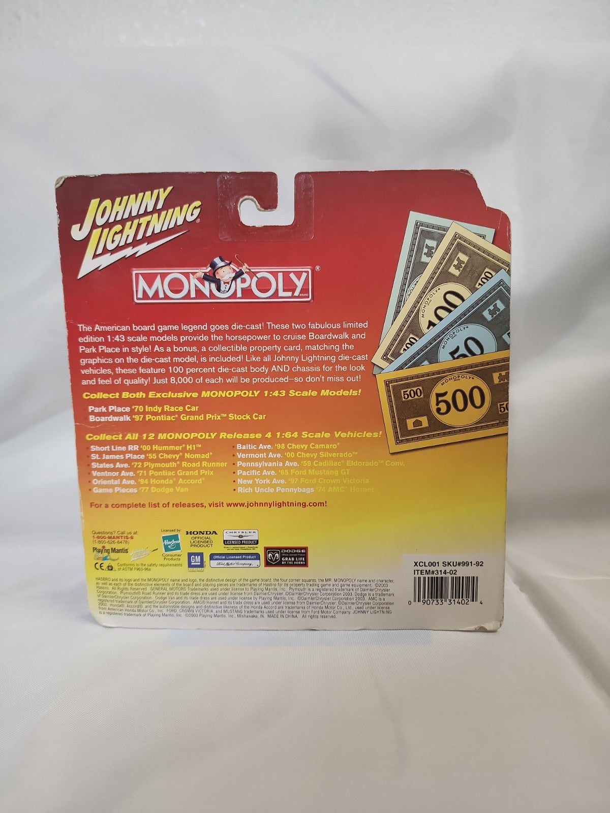 Johnny Lightning Monopoly-Boardwalk '97 Pontiac Grand Prix Stock Car-New BR-B-332