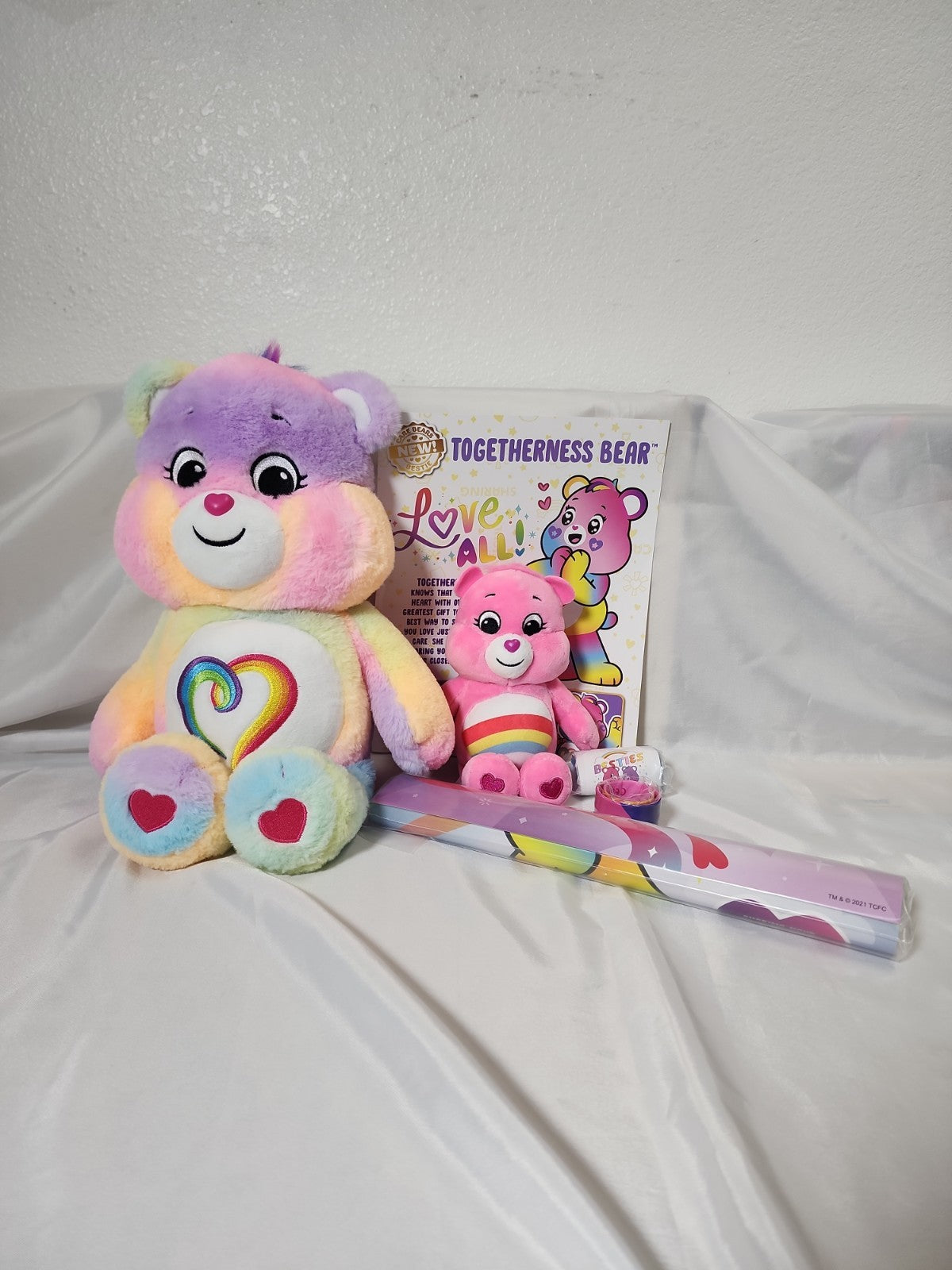 Care Bears Togetherness Bear Plush W/Sticker Roll,Slap Bracelet & Poster,JJ-B-030