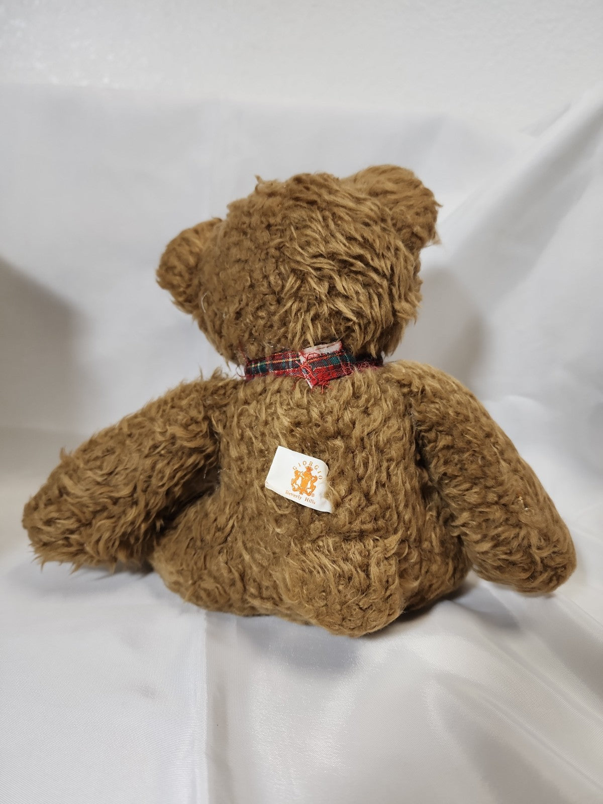 Giorgio Armani Holiday Teddy Bear 1997 with plaid bow and original box,JJ-B-331