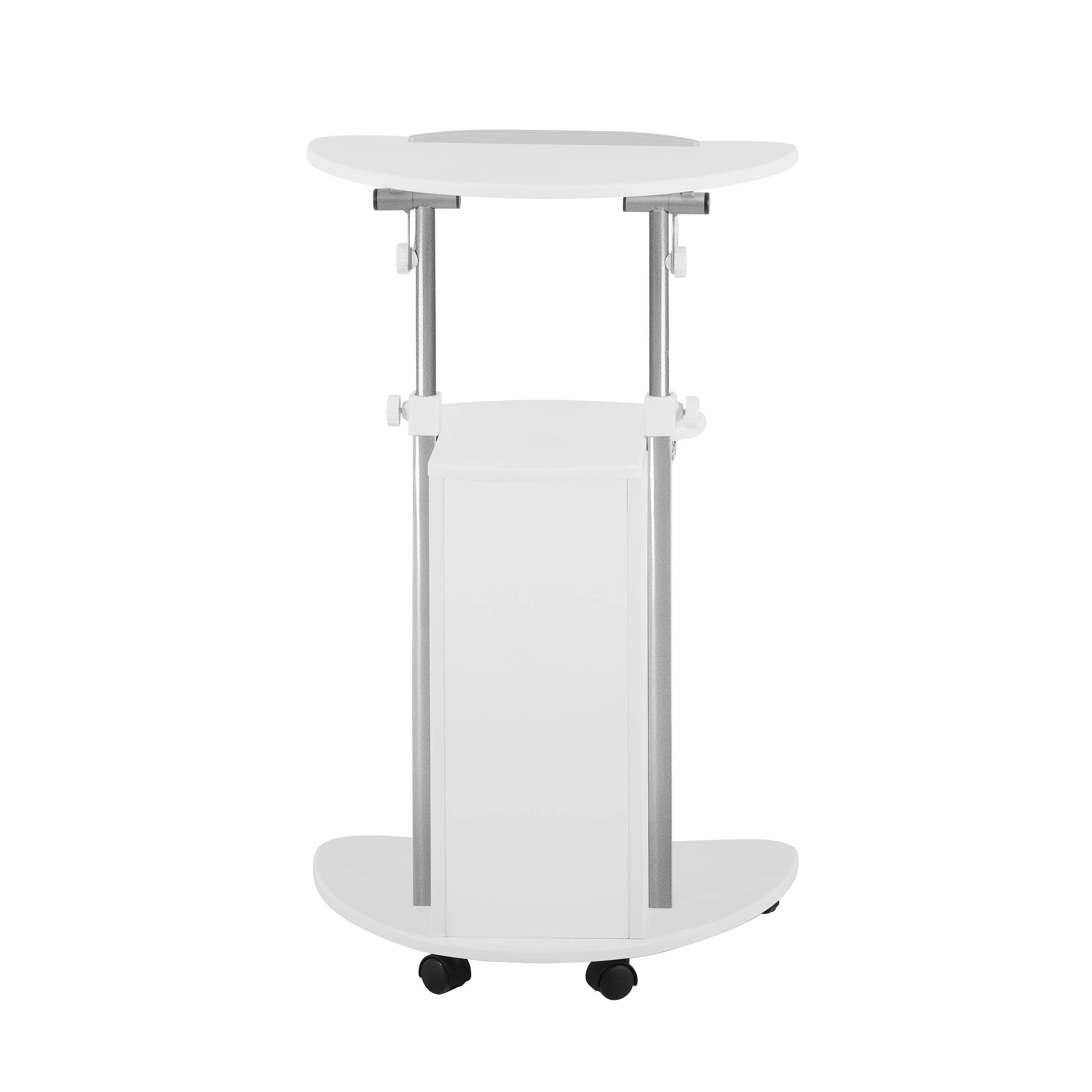 Sit-to-Stand Rolling Adjustable Laptop Cart With Storage