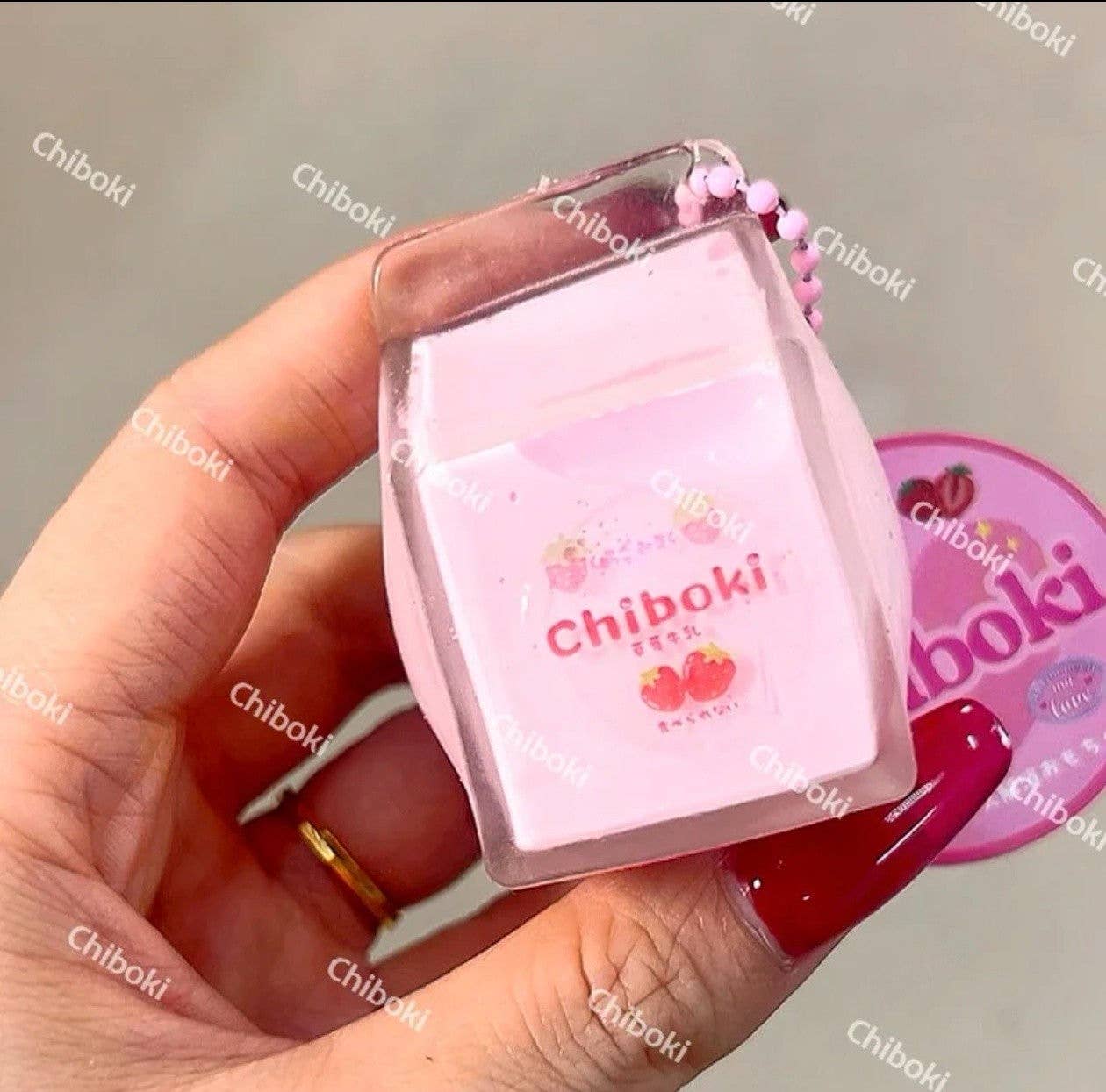 Strawberry Milk Carton Without Stickers Stress Relief Ball ASMR Fidget Toy Sensory Kawaii Collectible Chiboki Studio