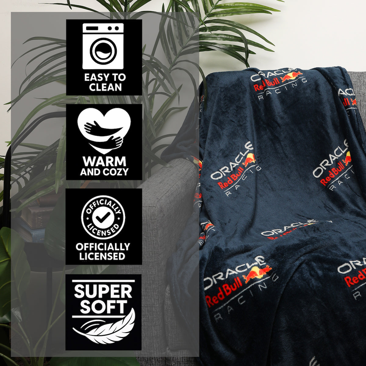 Formula 1 Fleece Blanket Throw - Soft Warm Racing Blanket for Couch, Travel & Bedroom - Lightweight Polyester Throw for Gaming, Camping & Sleepovers - Motorsport Gift for Men, Teens & F1 Fans (47x59 in)