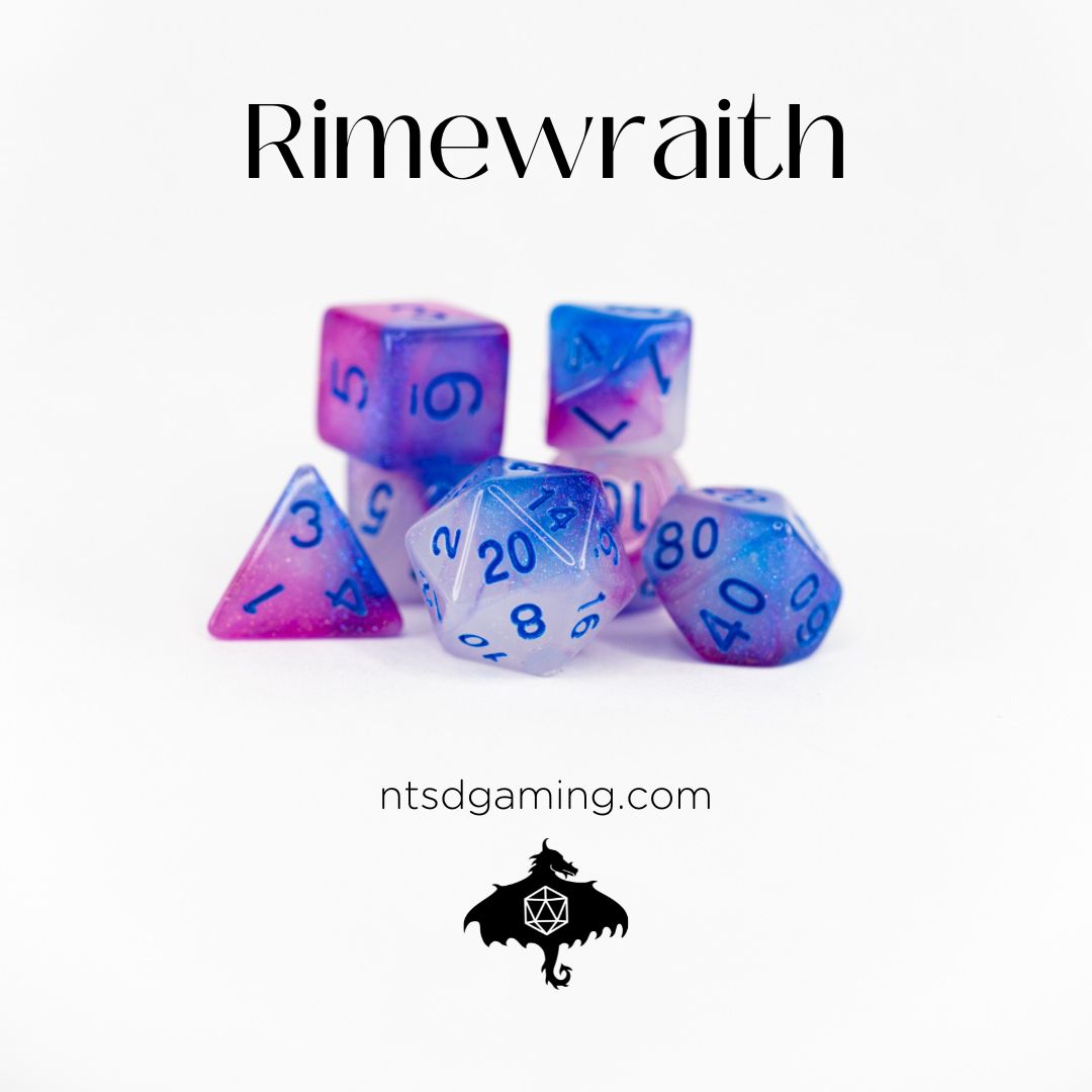 Rimewraith | 7 Piece Acrylic Dice Set - Emberglow Gaming