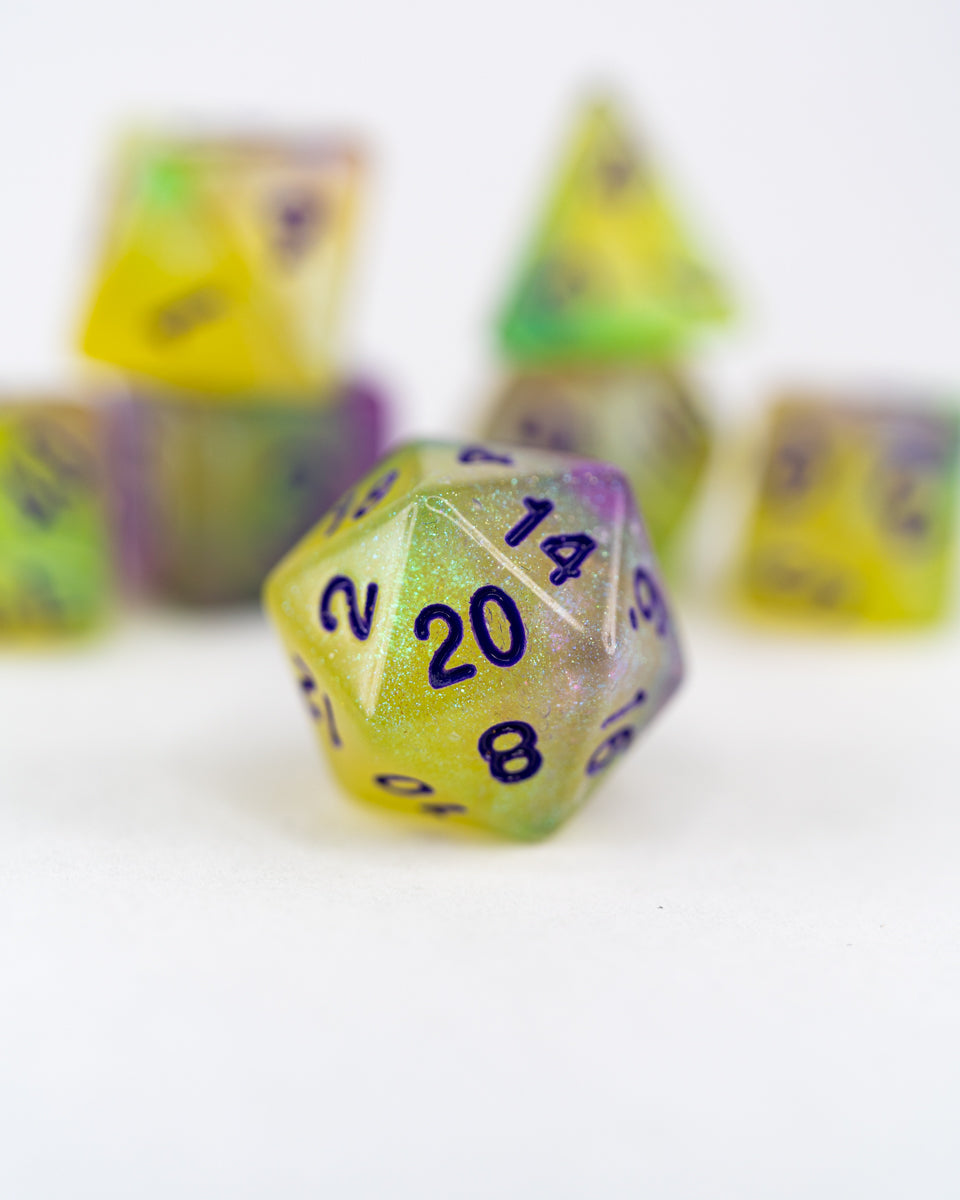 Tadpole Gumbo | Glow in the Dark | 7 Piece Acrylic Dice Set - Emberglow Gaming
