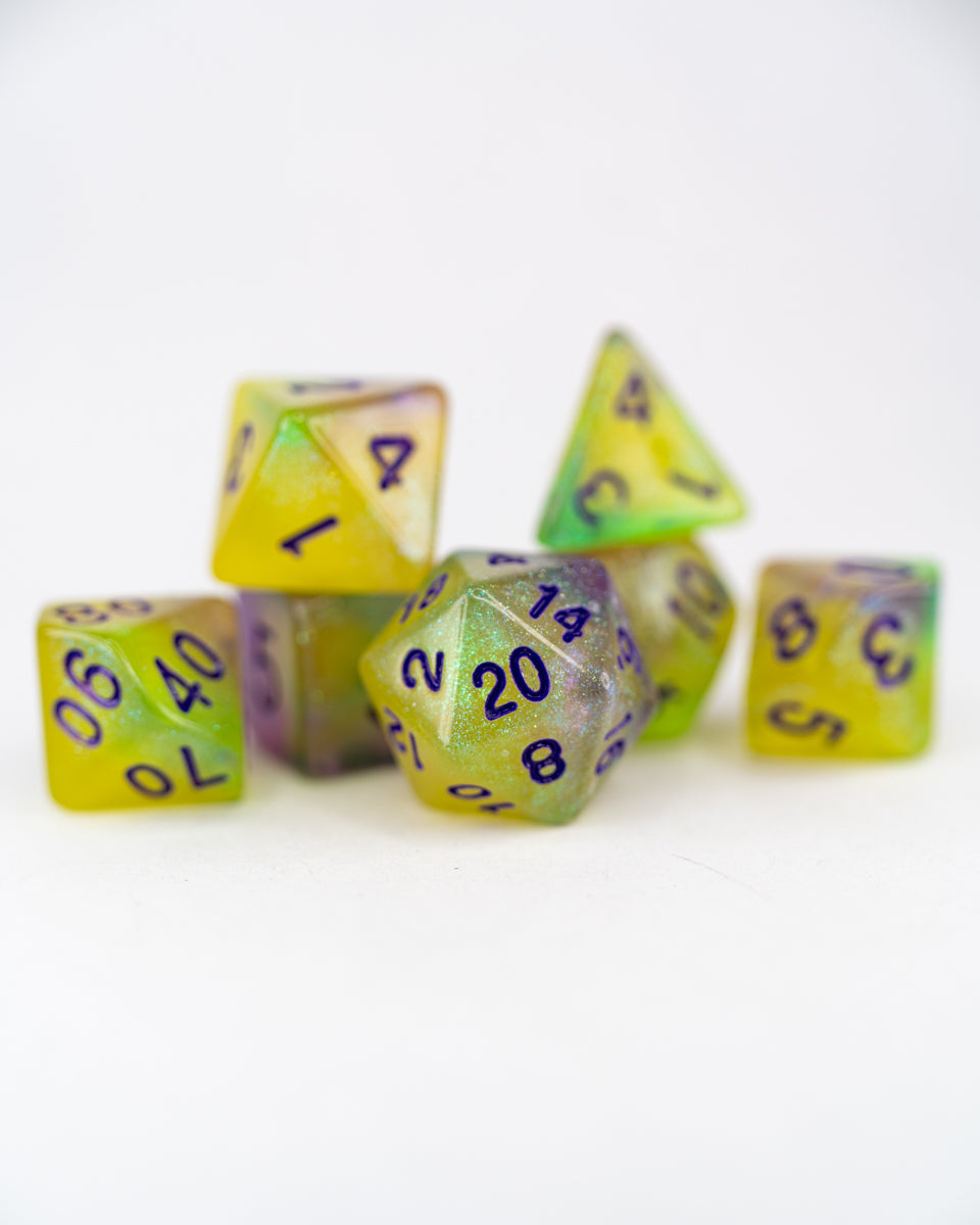 Tadpole Gumbo | Glow in the Dark | 7 Piece Acrylic Dice Set - Emberglow Gaming