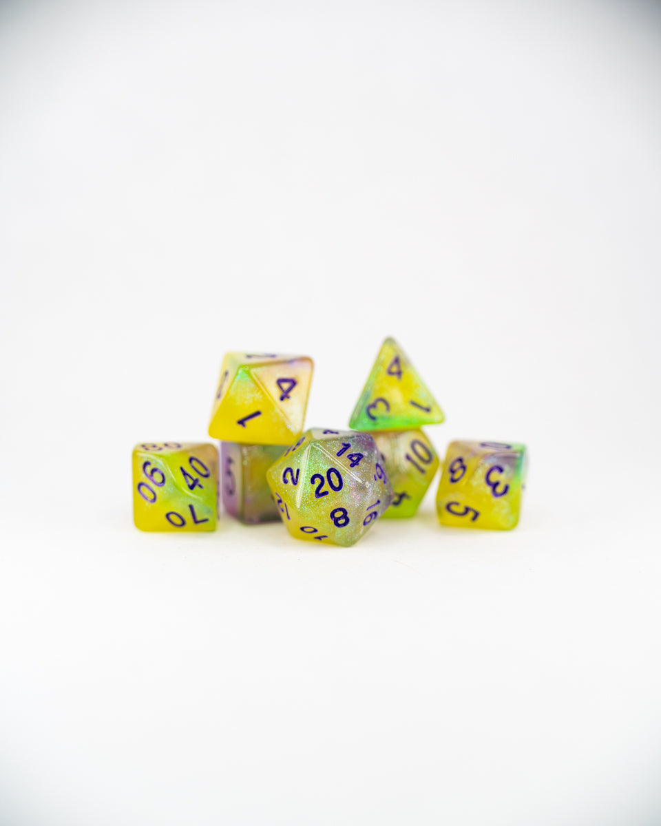 Tadpole Gumbo | Glow in the Dark | 7 Piece Acrylic Dice Set - Emberglow Gaming