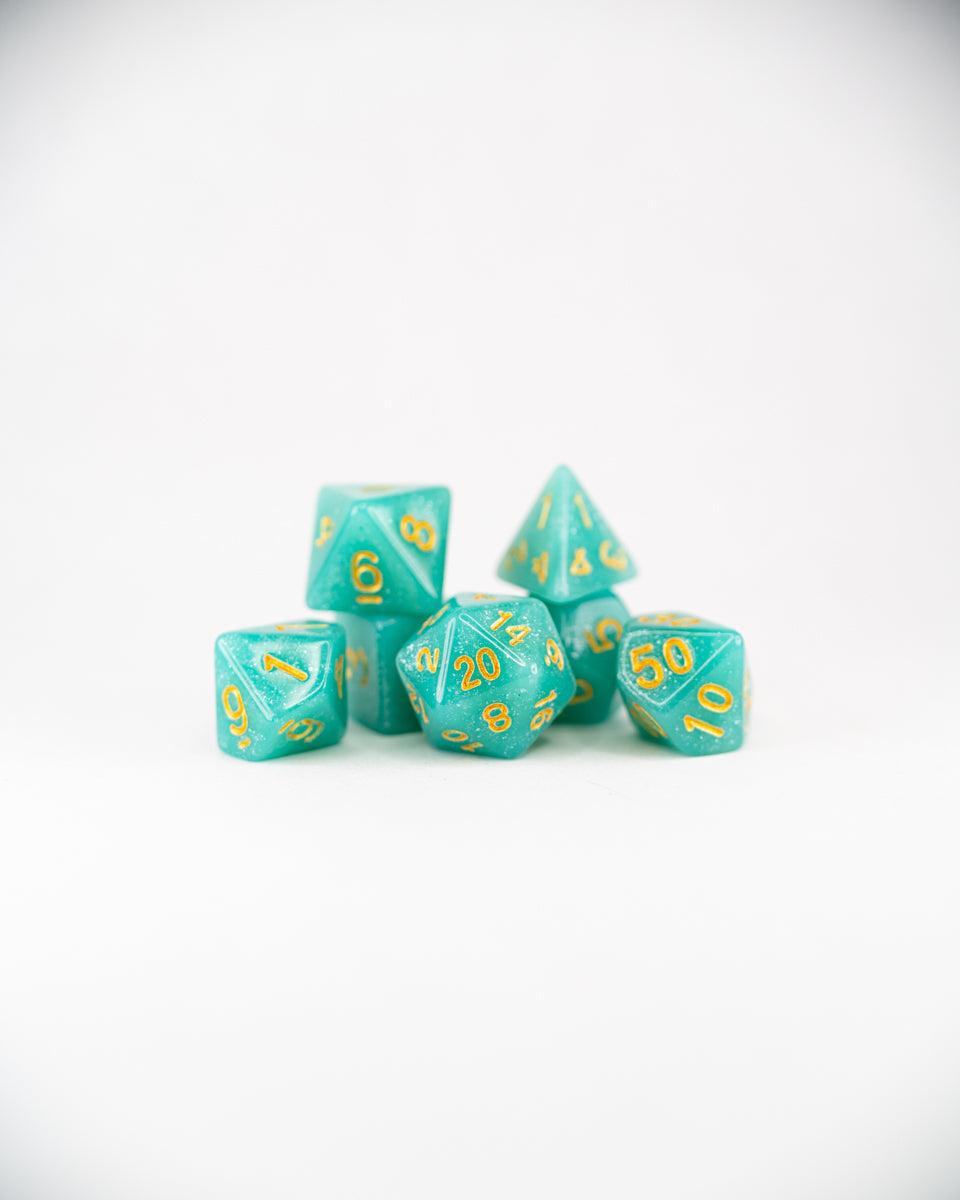 Castile's Blessing | 7 Piece Acrylic Dice Set - Emberglow Gaming