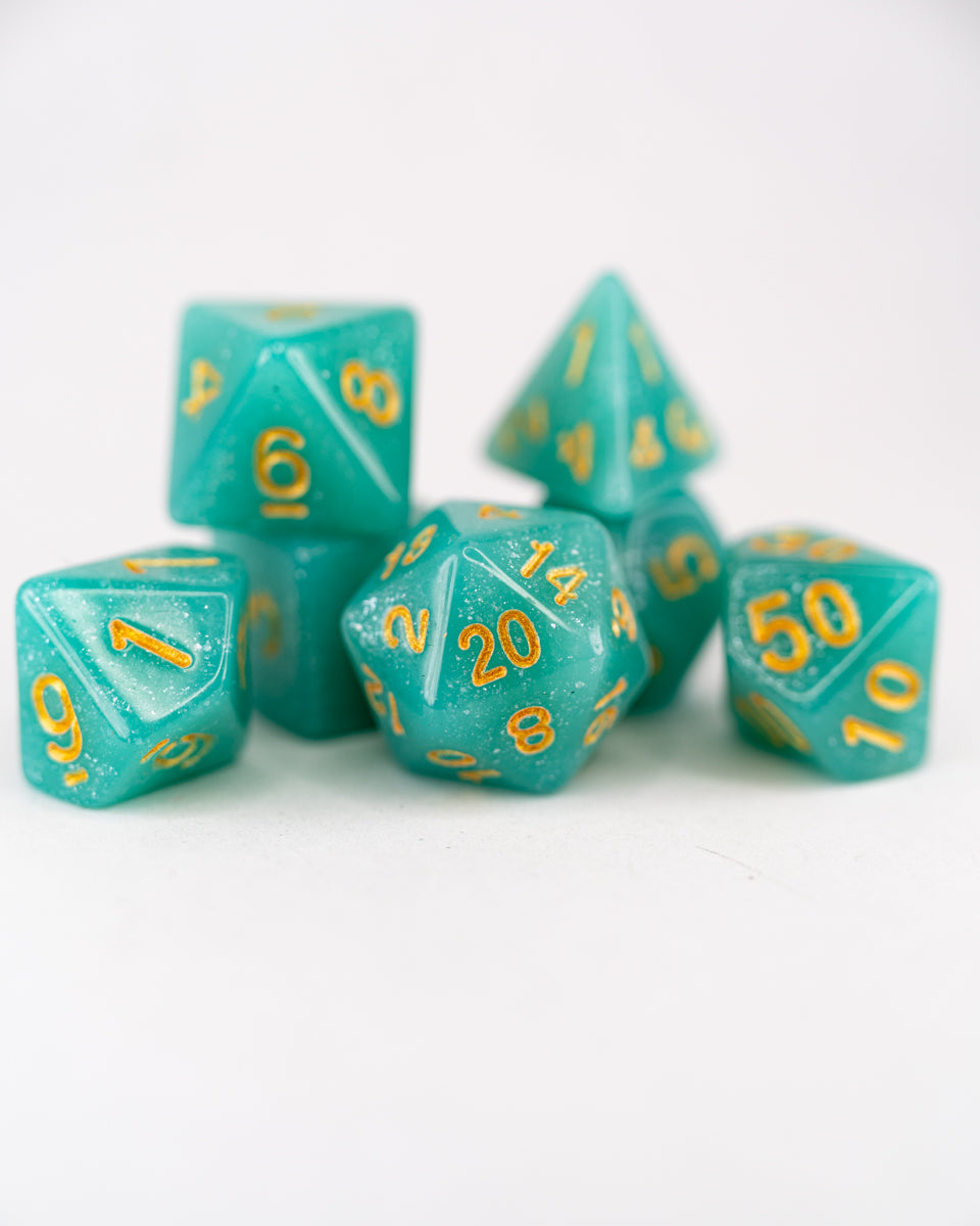 Castile's Blessing | 7 Piece Acrylic Dice Set - Emberglow Gaming