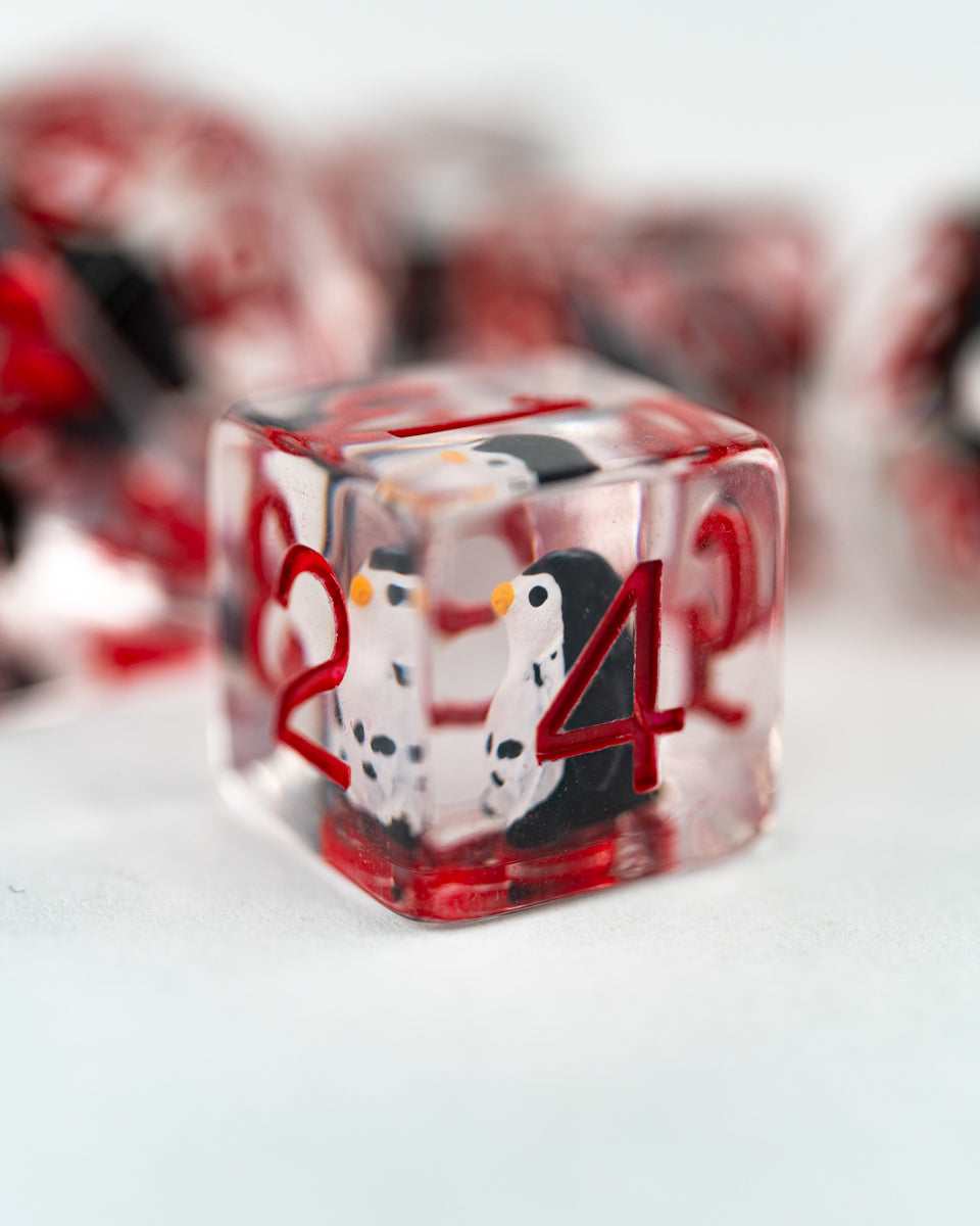 Jeeves | Penguin | 7 Piece Acrylic Inclusion Dice Set - Emberglow Gaming