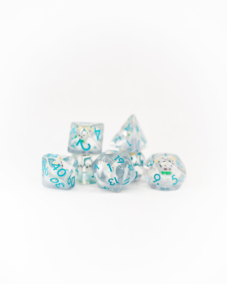 Bungleston | Bear | 7 Piece Acrylic Inclusion Dice Set - Emberglow Gaming