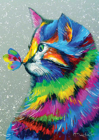 Puzzle: Bright Cat and Butterfly (1000 pcs.)