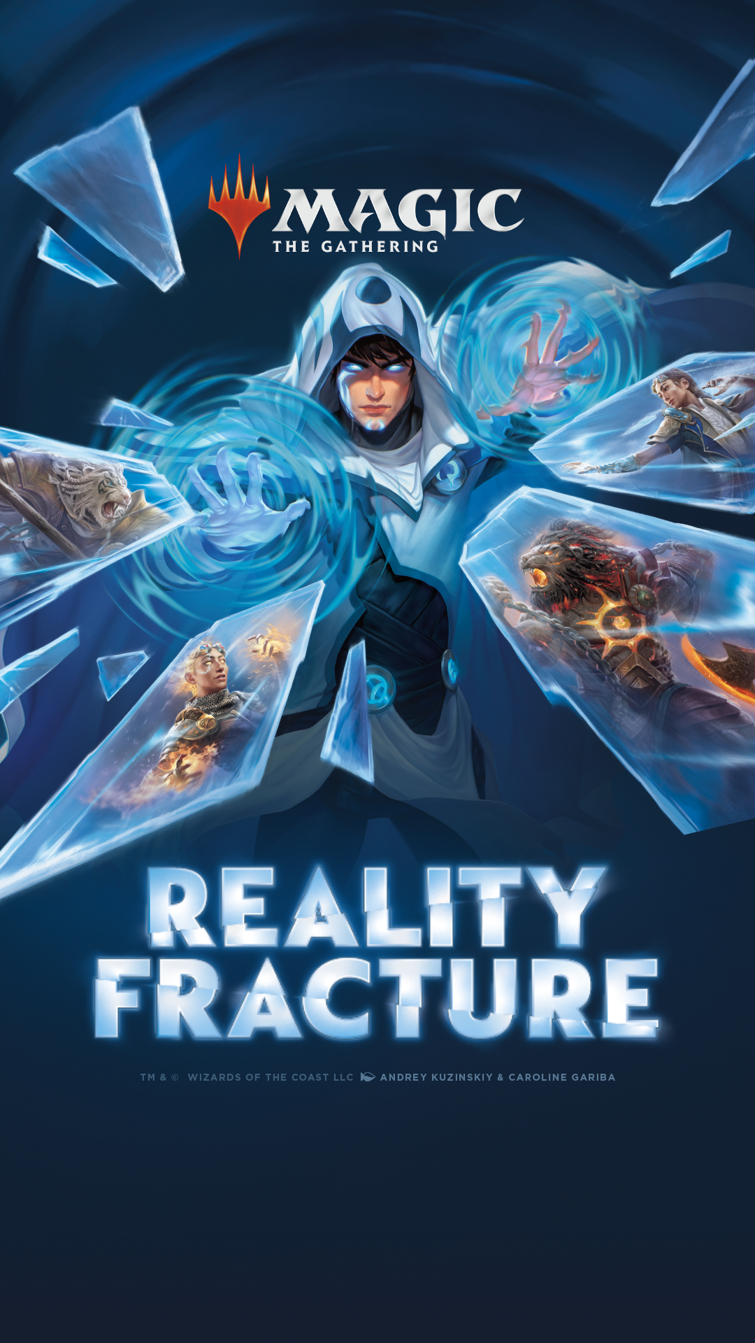 Jace surrounded by fractured visions in Magic: The Gathering Reality Fracture key art