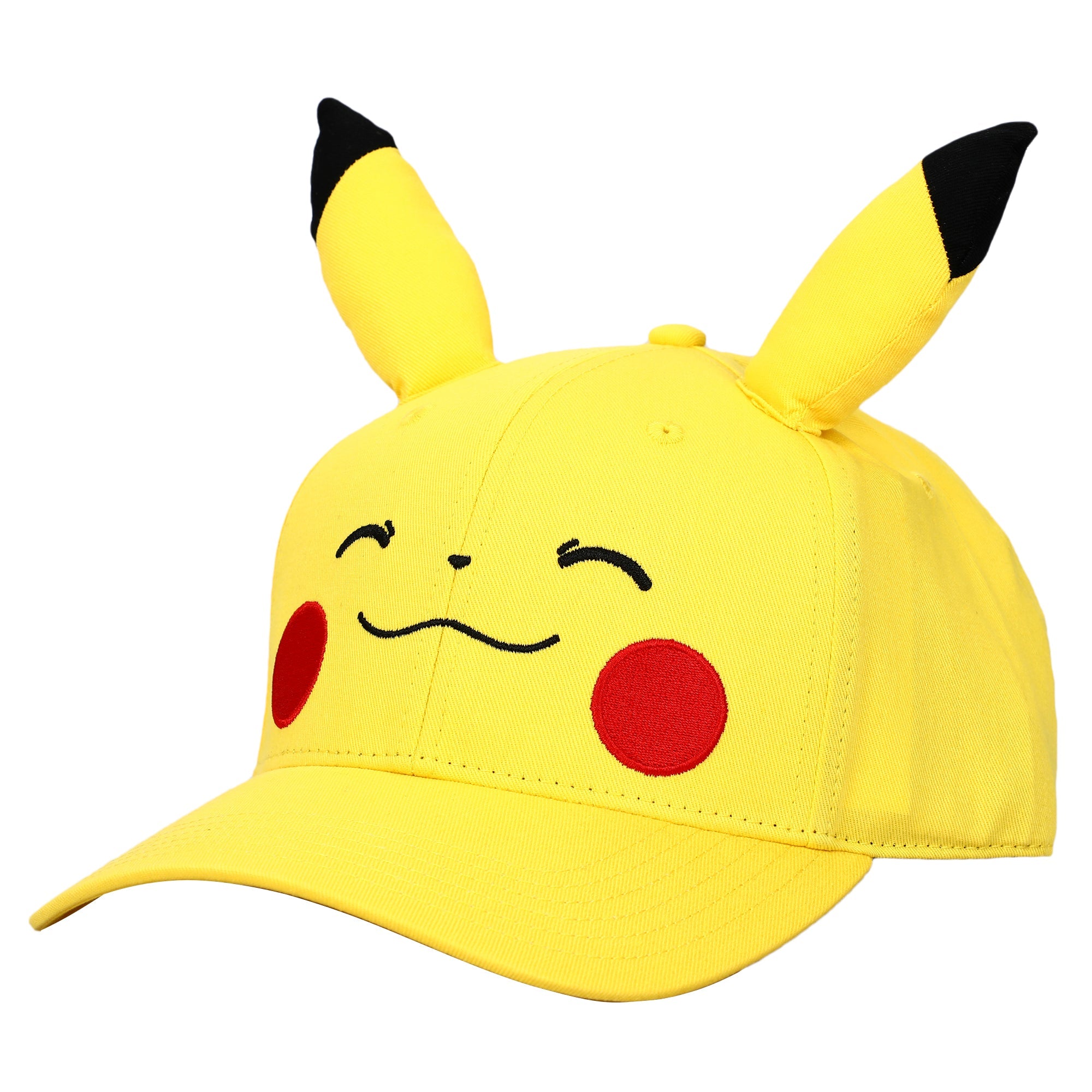 Bioworld Pokémon Pikachu Big Face Snapback Hat for Men, Adjustable Snapback Cap with Pre-Curved Bill, Acrylic Wool Blend, Officially Licensed