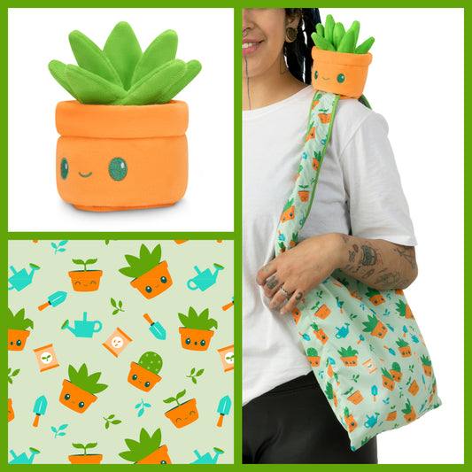 Plushie Tote: Gardening Succulent - Green