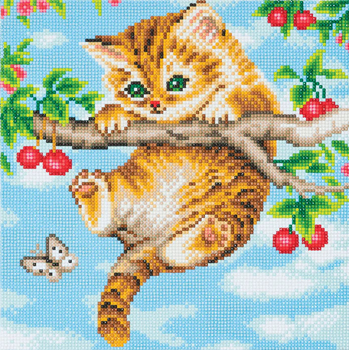 Crystal Art Mounted Kit (Med): Cherry Kitten