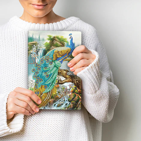 Crystal Art Notebook Kit: Peacock Waterfall