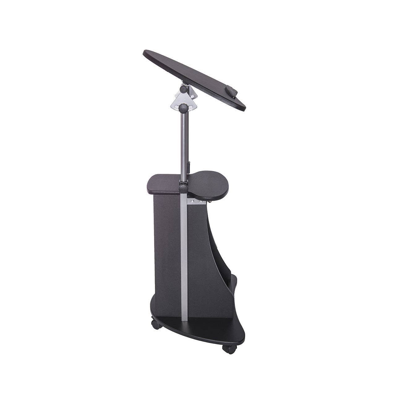 Sit-to-Stand Rolling Adjustable Laptop Cart With Storage