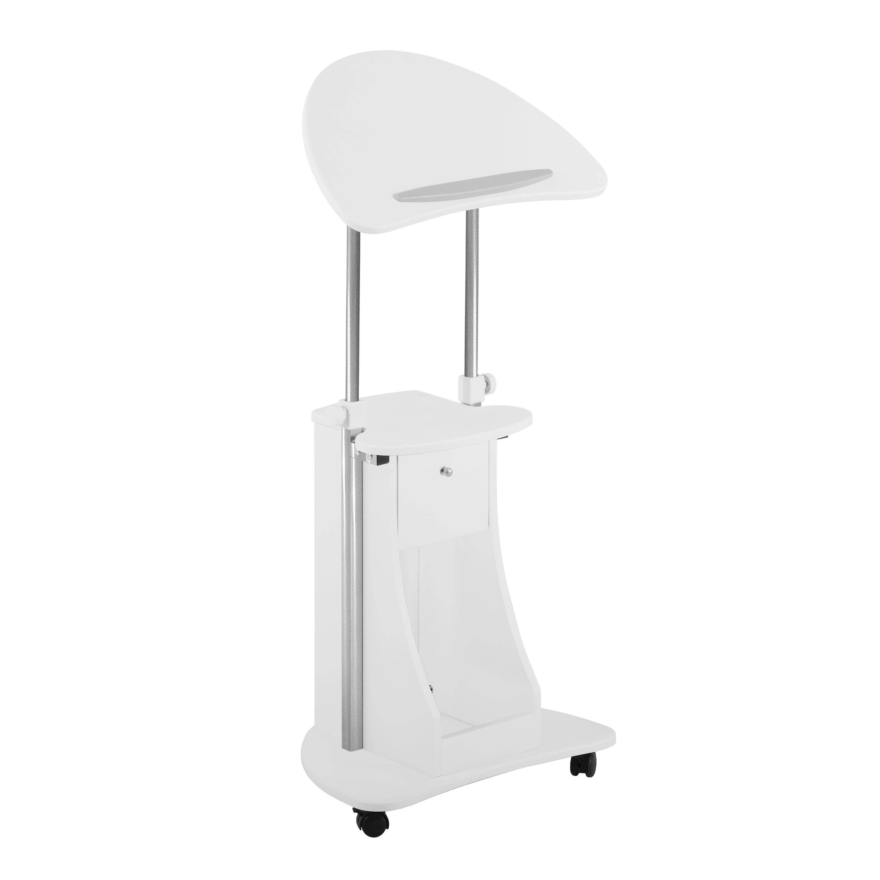 Sit-to-Stand Rolling Adjustable Laptop Cart With Storage