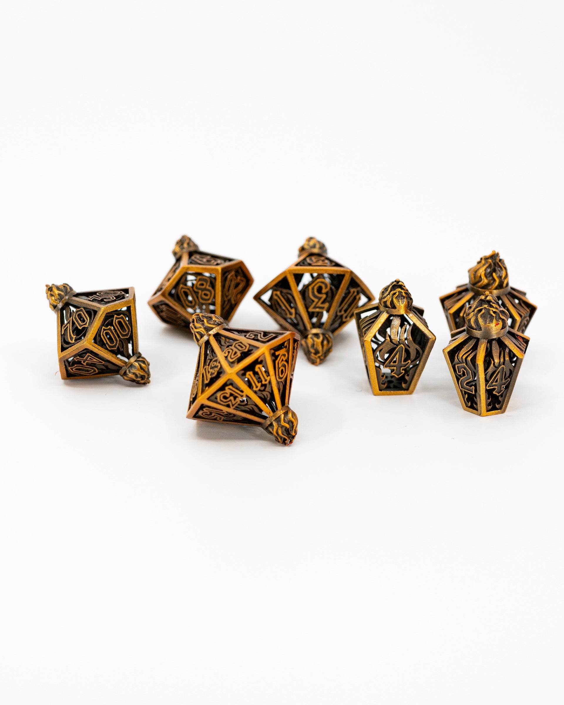 Madman's Lantern | Hollow Lanterns | 7 Piece Metal Dice Set - Emberglow Gaming