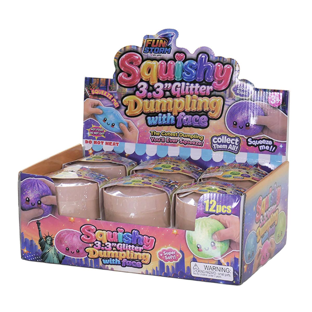 UPD GLITD Squishy 3.3" Glitter Dumpling in Steamer - 12 pcs
