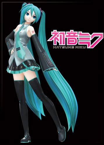 Hatsune Miku on Black Magnet 2.5" x 3.5"
