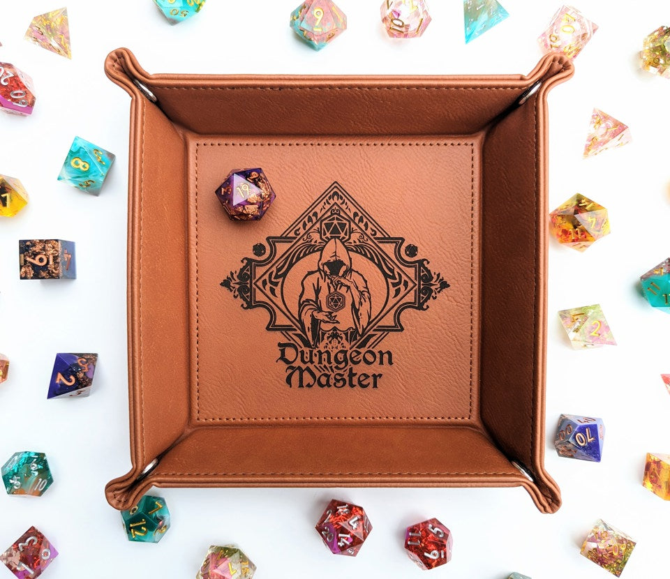 The Fate Twister | Vegan Leather Dice Rolling Tray - Emberglow Gaming
